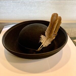 Hungarian herdsman's hat. Black hard wool, US size  7 3/8